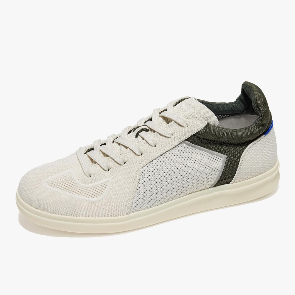 Men's Cream and Green Casual Sneakers-new!!